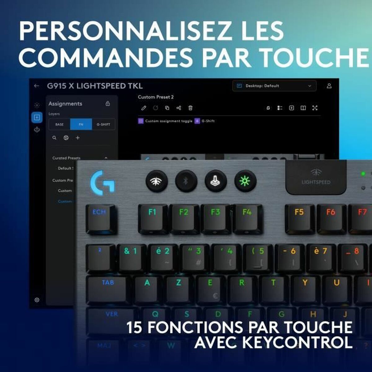Teclado sem Fios Logitech G915 TKL X Preto AZERTY